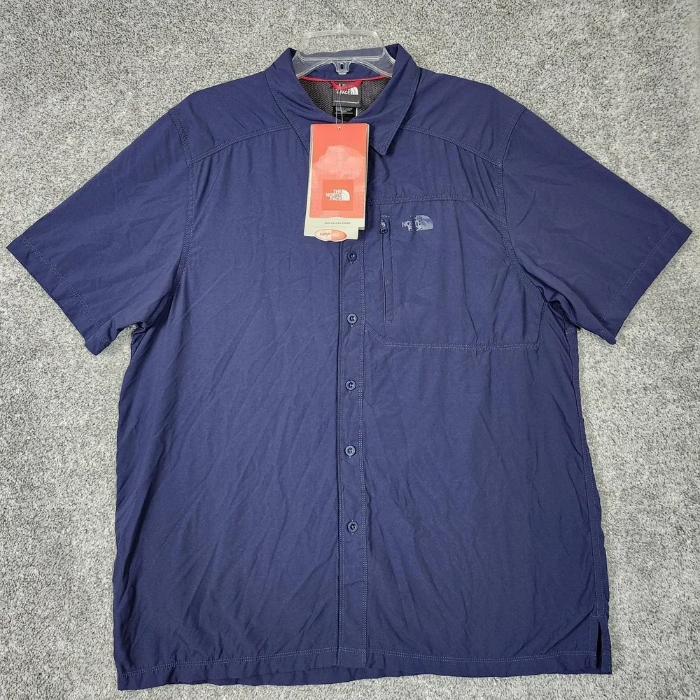 The North Face Shirt Mens XL Blue Short Sleeve Boulder Donner UPF 30 Outdoor